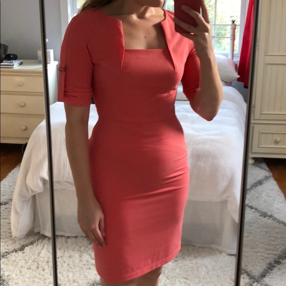 BCBG Max Azria fitted pencil dress with sleeve